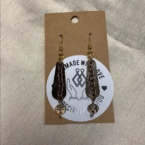 Genuine leather handmade earrings with jewels